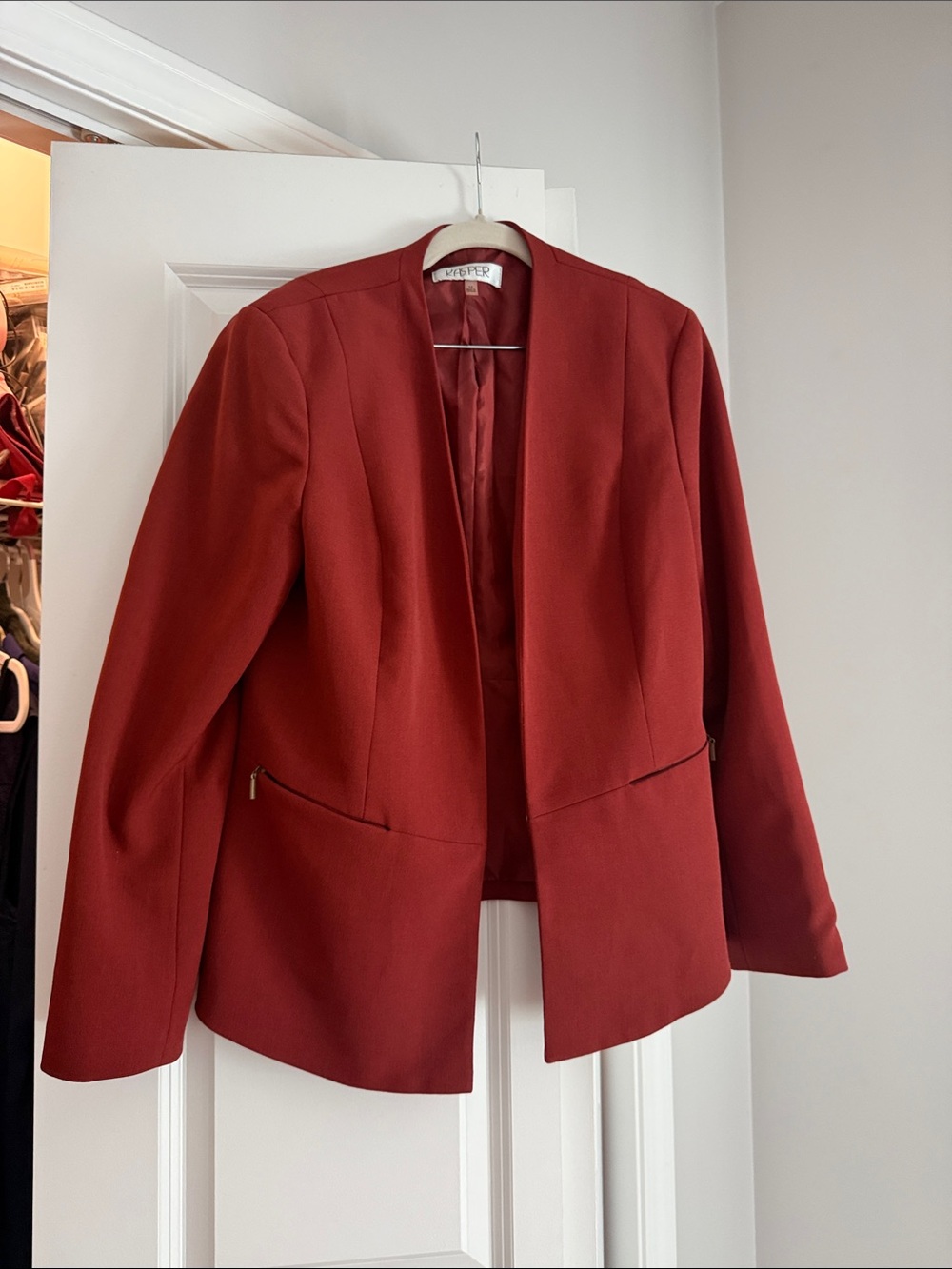 Kasper Brick Red Open-Front Blazer Jacket
